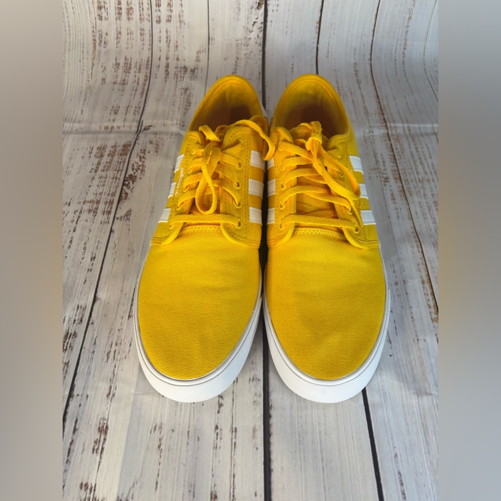 adidas Yellow Canvas Low-Top Sneakers with White Stripes
